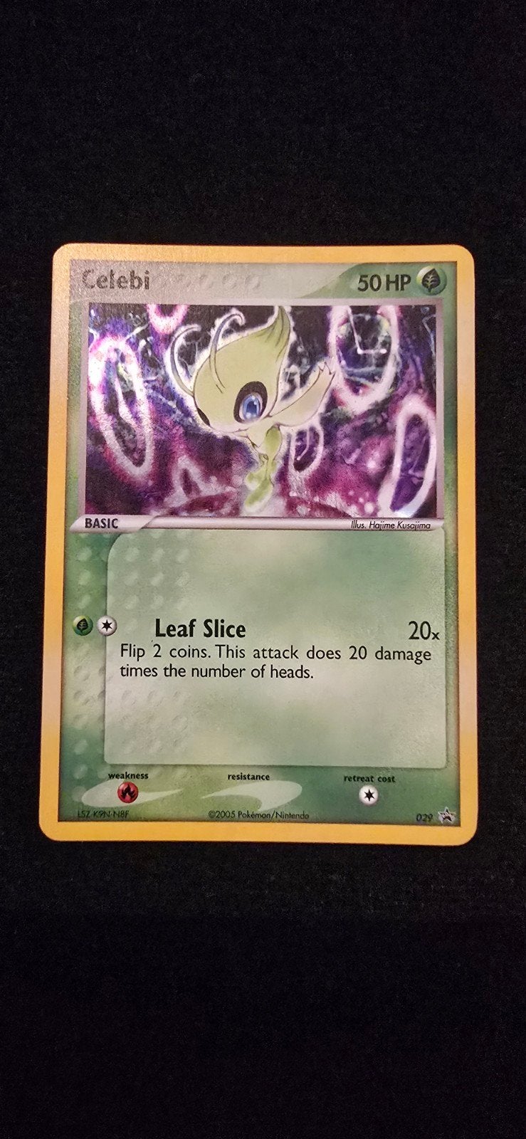 Celebi Pokémon kaart - 50 HP - Leaf Slice, Ophalen of Verzenden, Gebruikt, Losse kaart