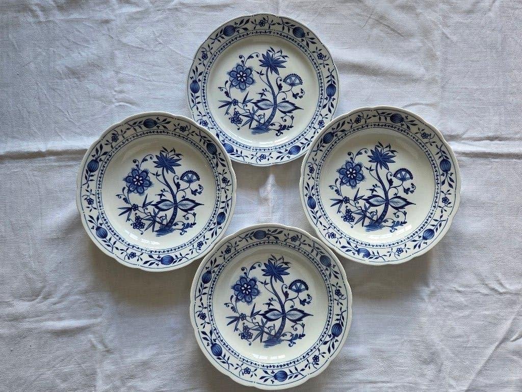 KAHLA, 4x delftsblauw borden decor Zwiebelmuster (ui-motief), Ophalen of Verzenden