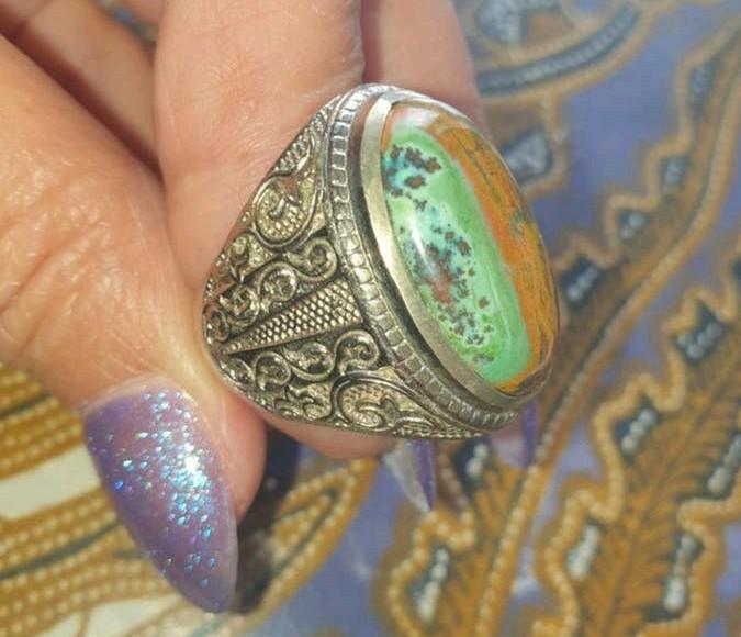 Ring maat 18.75 batu akik Garut jesper Indonesië, Sieraden, Tassen en Uiterlijk, Ringen, Ophalen of Verzenden, Nieuw, 18 tot 19