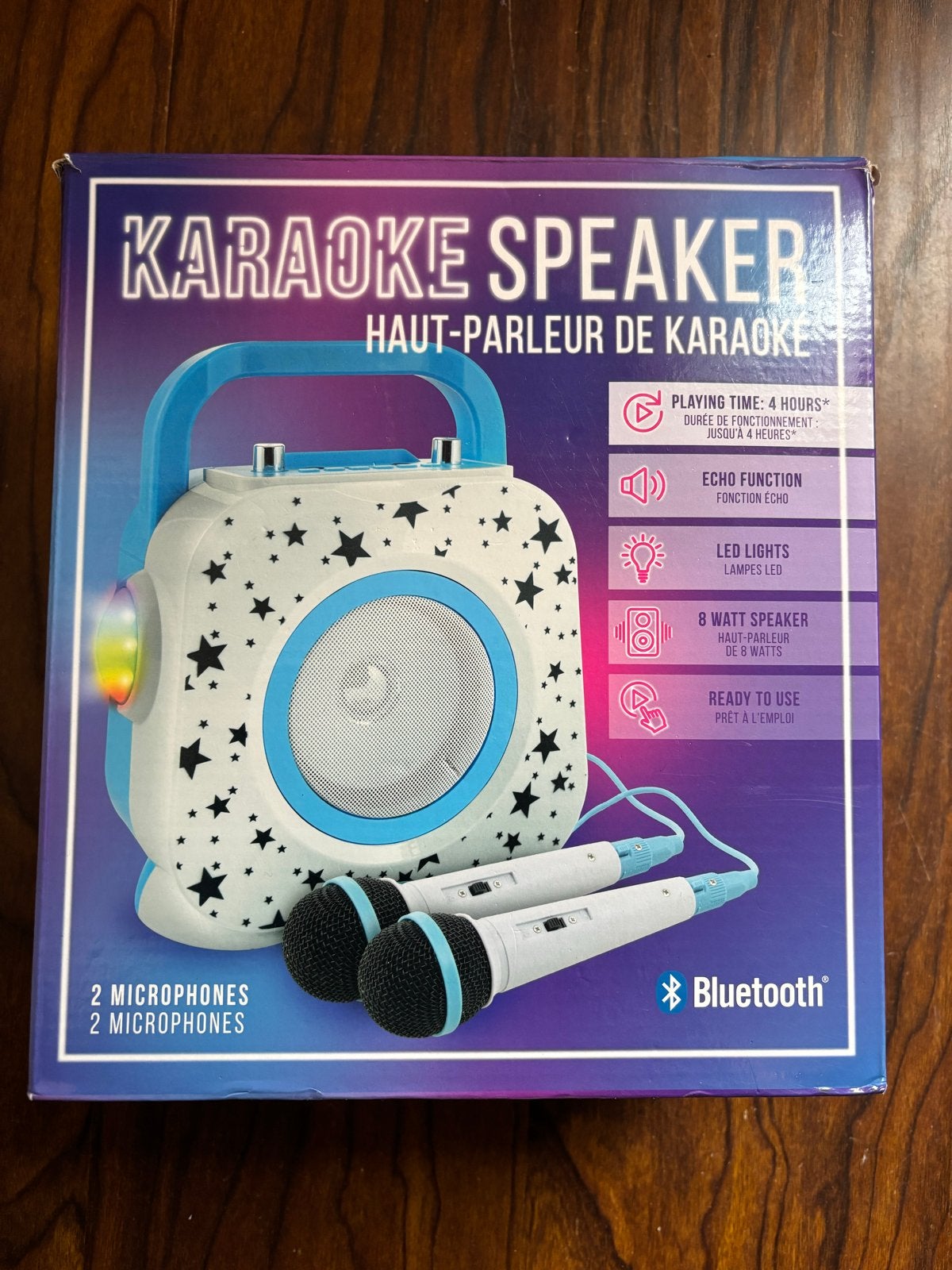 Karaoke Speaker met 2 Microfoons - Bluetooth & LED Verlichti, Ophalen of Verzenden, Zo goed als nieuw, Complete set