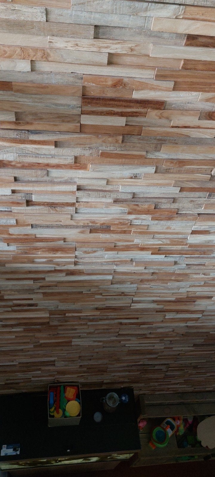 Houten wandpanelen houtstrips  +-20m2, Ophalen, Gebruikt, Minder dan 25 mm, Plank