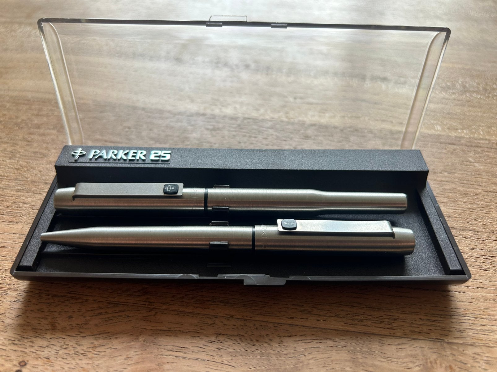 Vintage Parker 25 Flighter set – Balpen & Vulpen, Pennenset, Parker, Met doosje, Ophalen of Verzenden