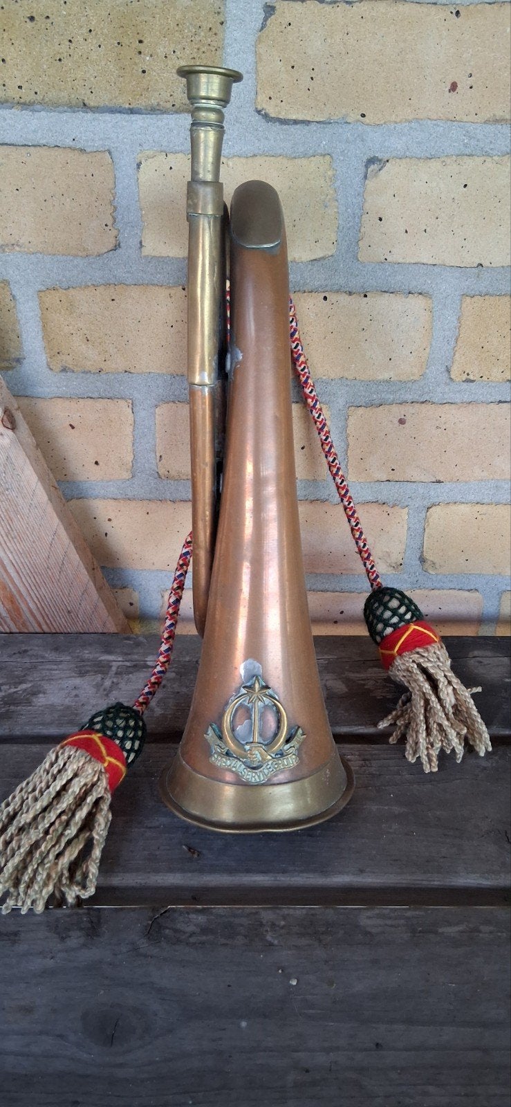 Vintage antieke  koperen Bugel met 'Special Service Group', Ophalen