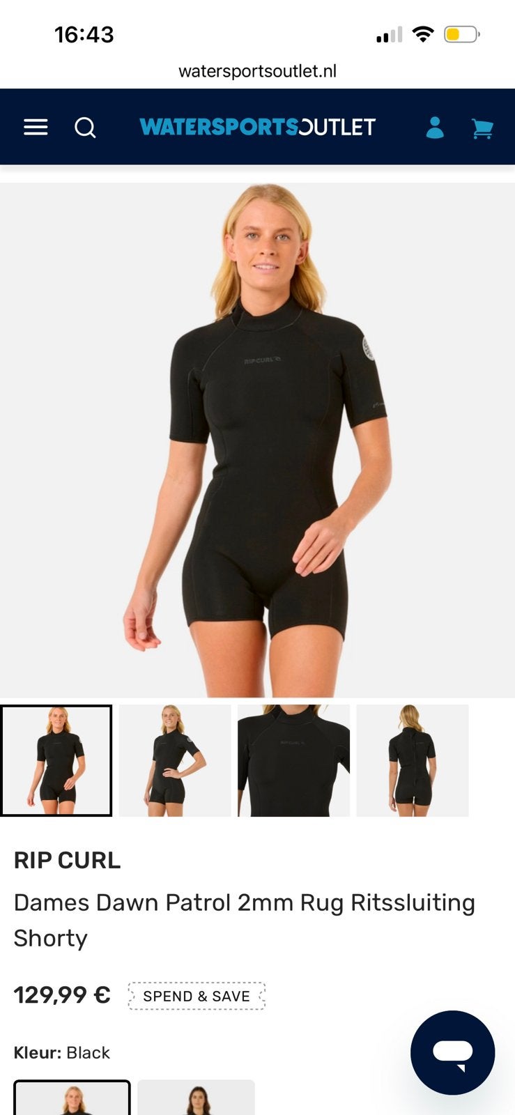 Rip Curl Dames shorty wetsuit 2mm zwart maat 38, Watersport en Boten, Watersportkleding, Ophalen of Verzenden, Zo goed als nieuw