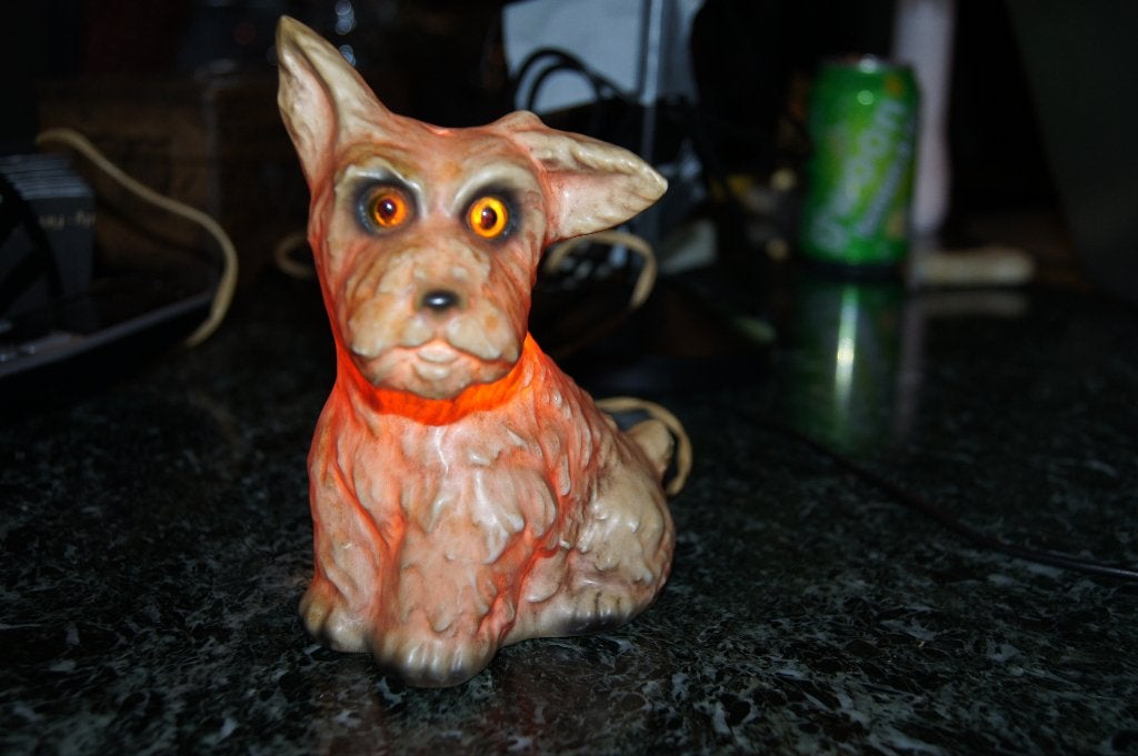 Vintage Schotse Terriër Lamp - Keramiek Hond, Minder dan 20 cm, Ophalen of Verzenden, Steen of Keramiek, Beeld