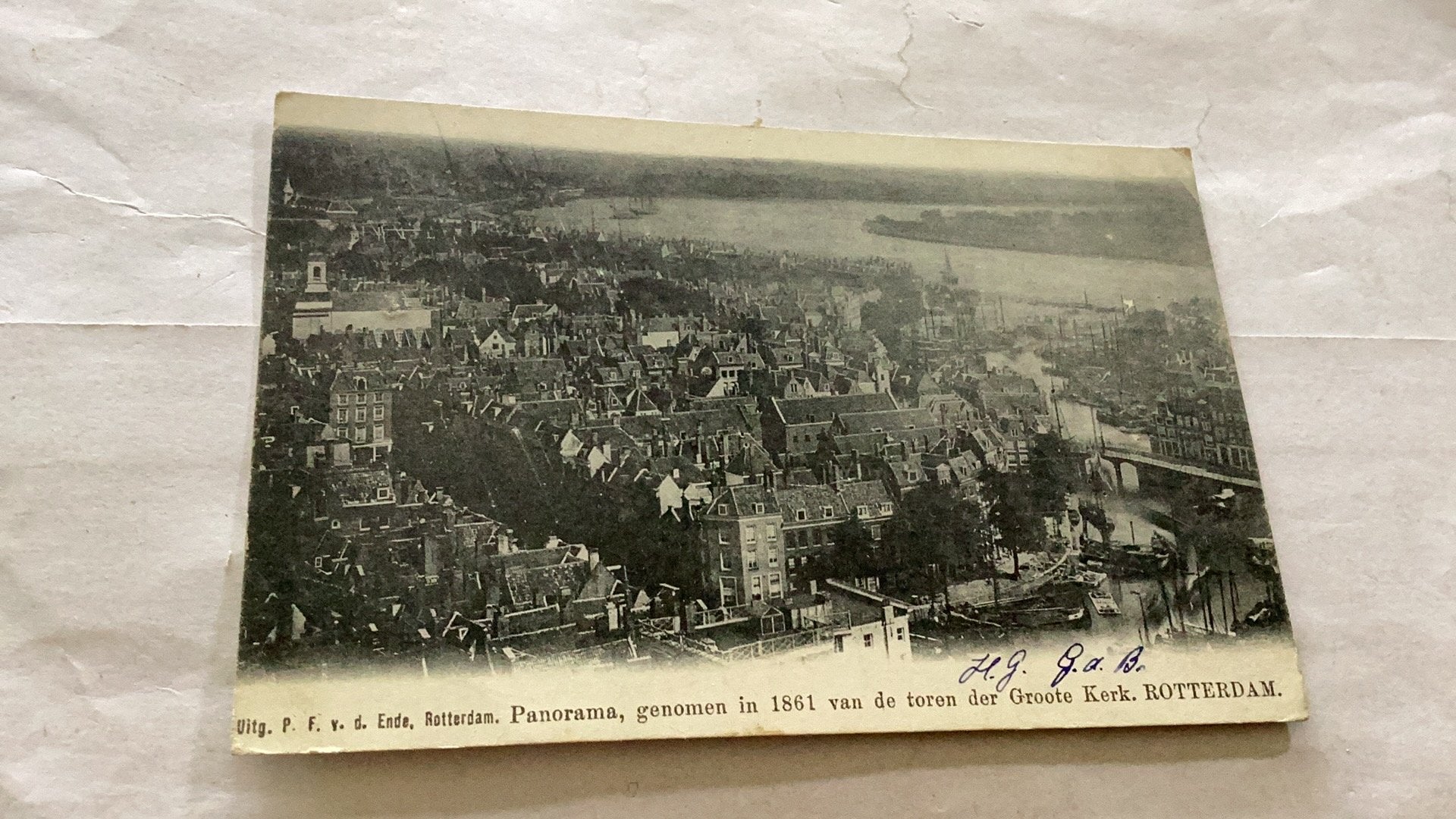 Rotterdam Panorama uit 1861 grote Kerk Rotterdam, Verzamelen, Ophalen of Verzenden, Voor 1920, Zuid-Holland