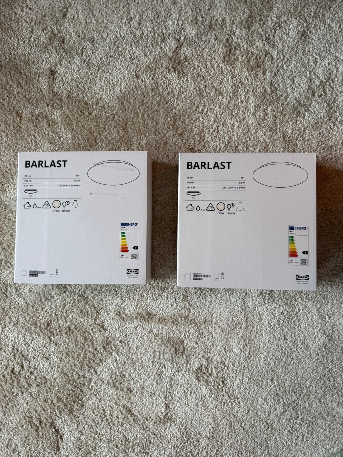 2 x IKEA Barlast plafondlampen (ongebruikt), Ophalen, Kunststof, 25 cm, Nieuw
