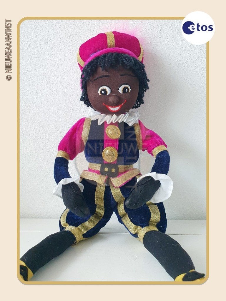 Nostalgische Etos etalage Piet pop - roze/blauw - 45cm, Diversen, Verzenden, Nieuw