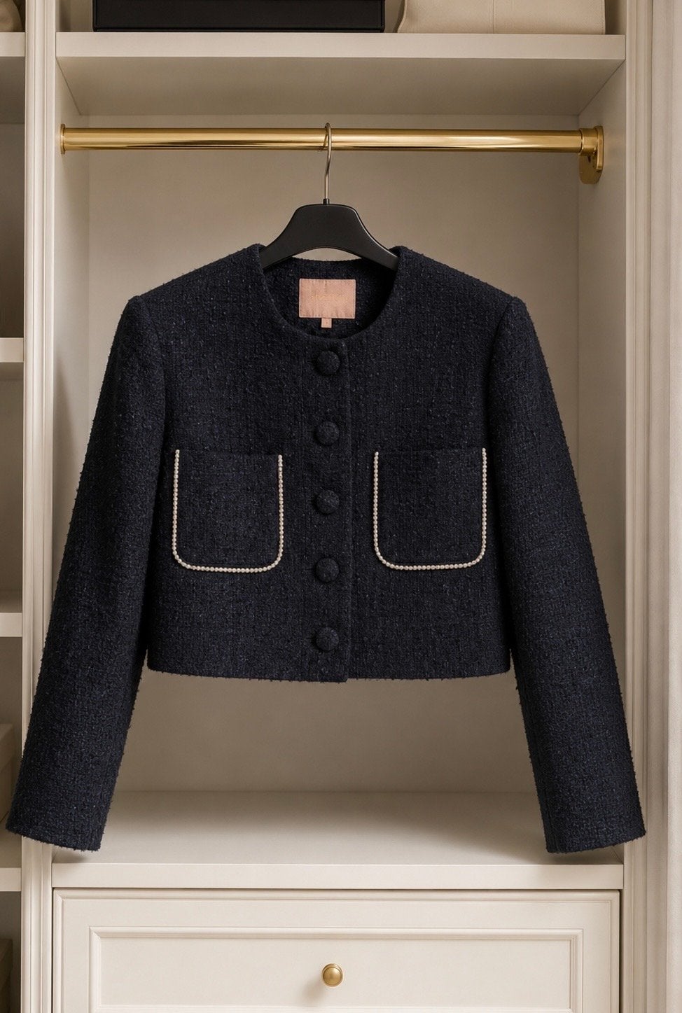 JOSH V Donkerblauw Tweed Jasje met Strass Details Maat M, Ophalen of Verzenden, Zo goed als nieuw, Maat 38/40 (M), Zwart