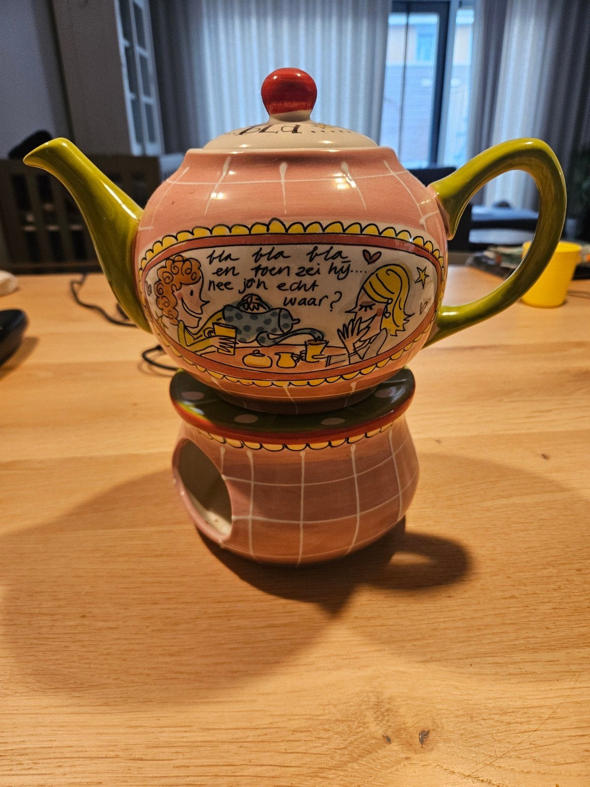 Blond Amsterdam - theepot met theelichtje, Zo goed als nieuw, Roze, Steen/keramiek, Overige merken
