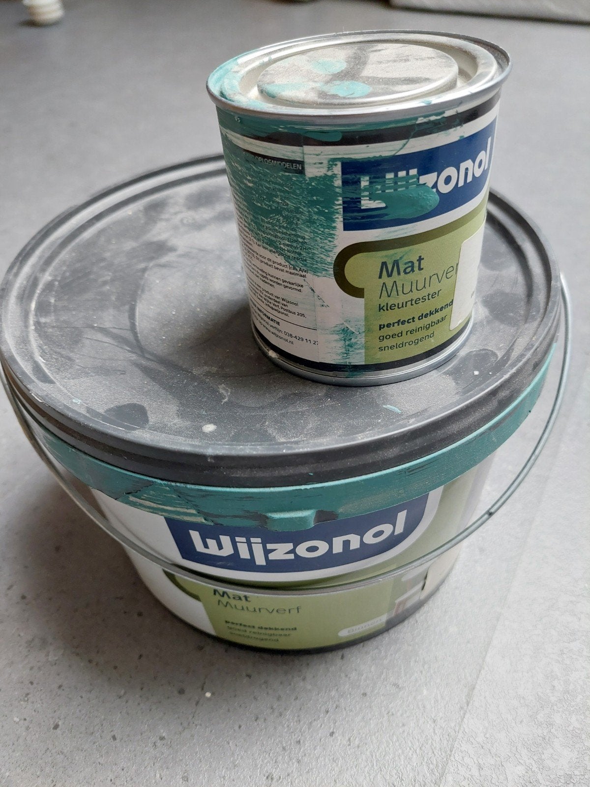 Muurverf turquoise, Doe-het-zelf en Verbouw, Verf, Beits en Lak, Ophalen