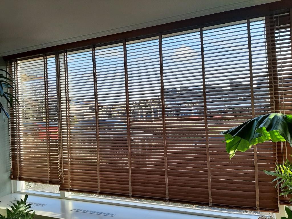 Luxaflex houten lamellen, Ophalen, Gebruikt, Bruin, Natural