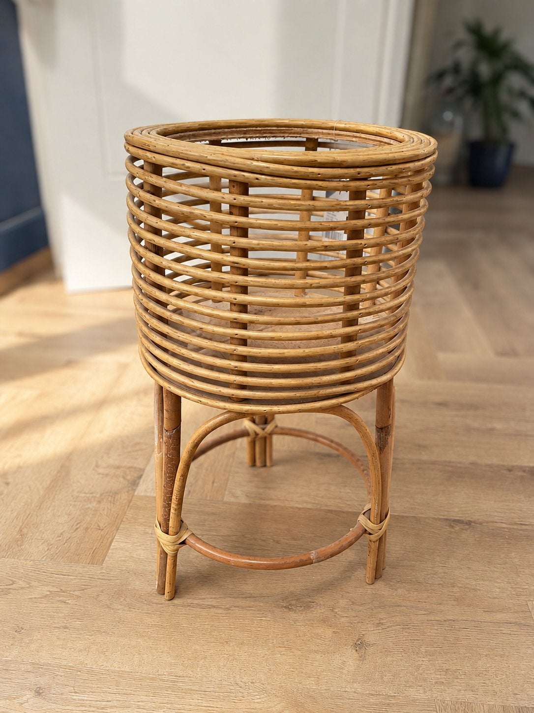 Rotan planten standaard, Tuin en Terras, Ophalen, Zo goed als nieuw, Rond