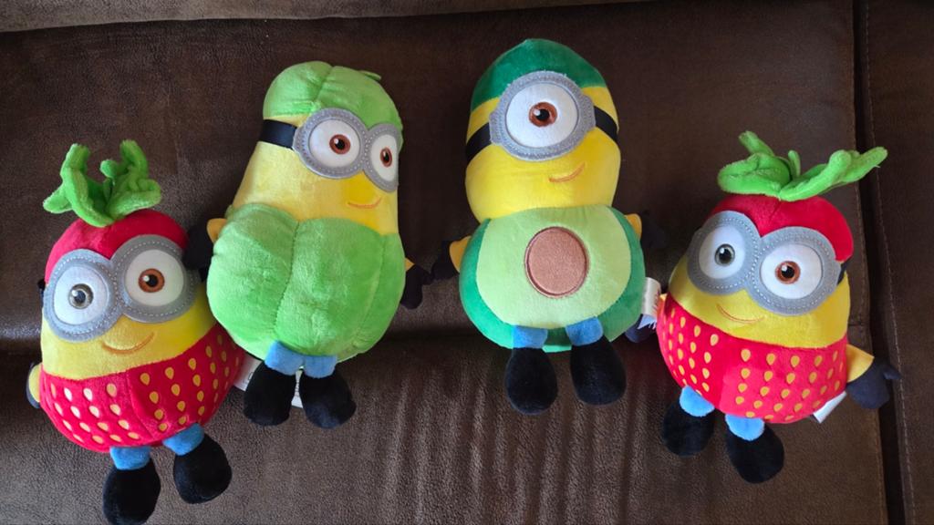 Minions knuffels - set van 4 stuks (fruit thema), Overige merken, Overige karakters, Overige typen, Ophalen of Verzenden