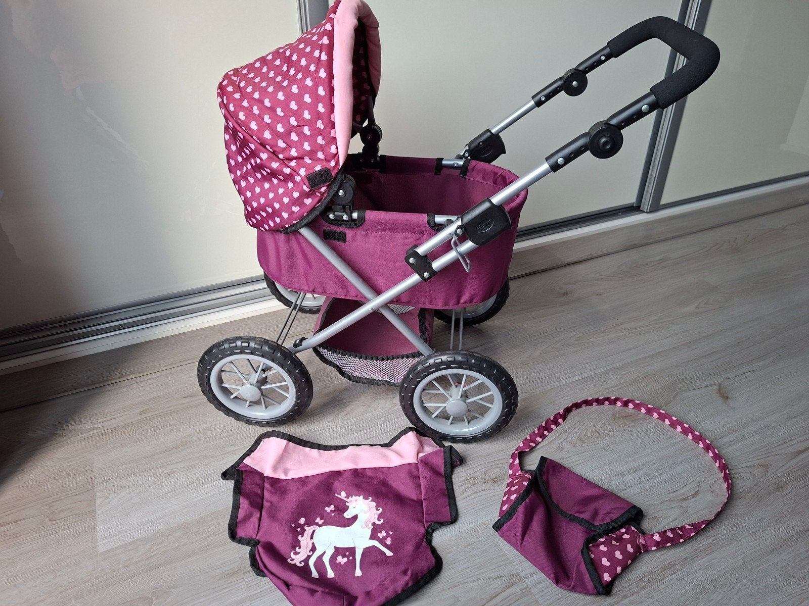 Poppenwagen met hartjes Design en Bijpassende Tas, Ophalen, Zo goed als nieuw, Overige typen