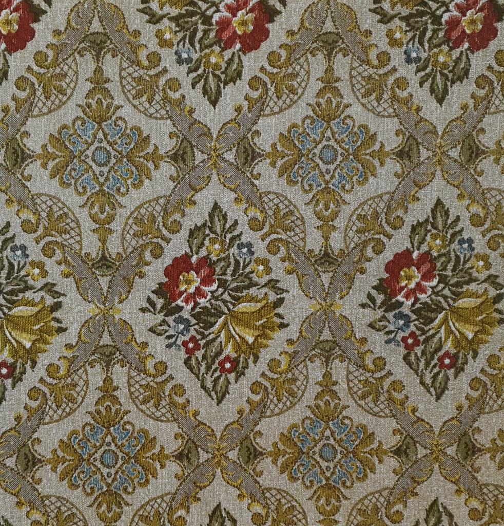 5709 Vintage behang klassiek ruiten bloemen retro swiet, Ophalen of Verzenden, 50 tot 75 m², Beige