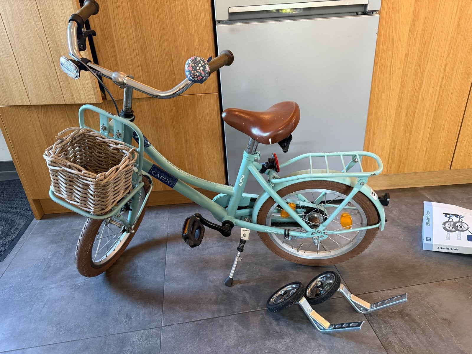 Kinderfiets Alpina Cargo 16 inch met zijwieltjes, Ophalen, Terugtraprem, Zijwieltjes, 16 tot 20 inch