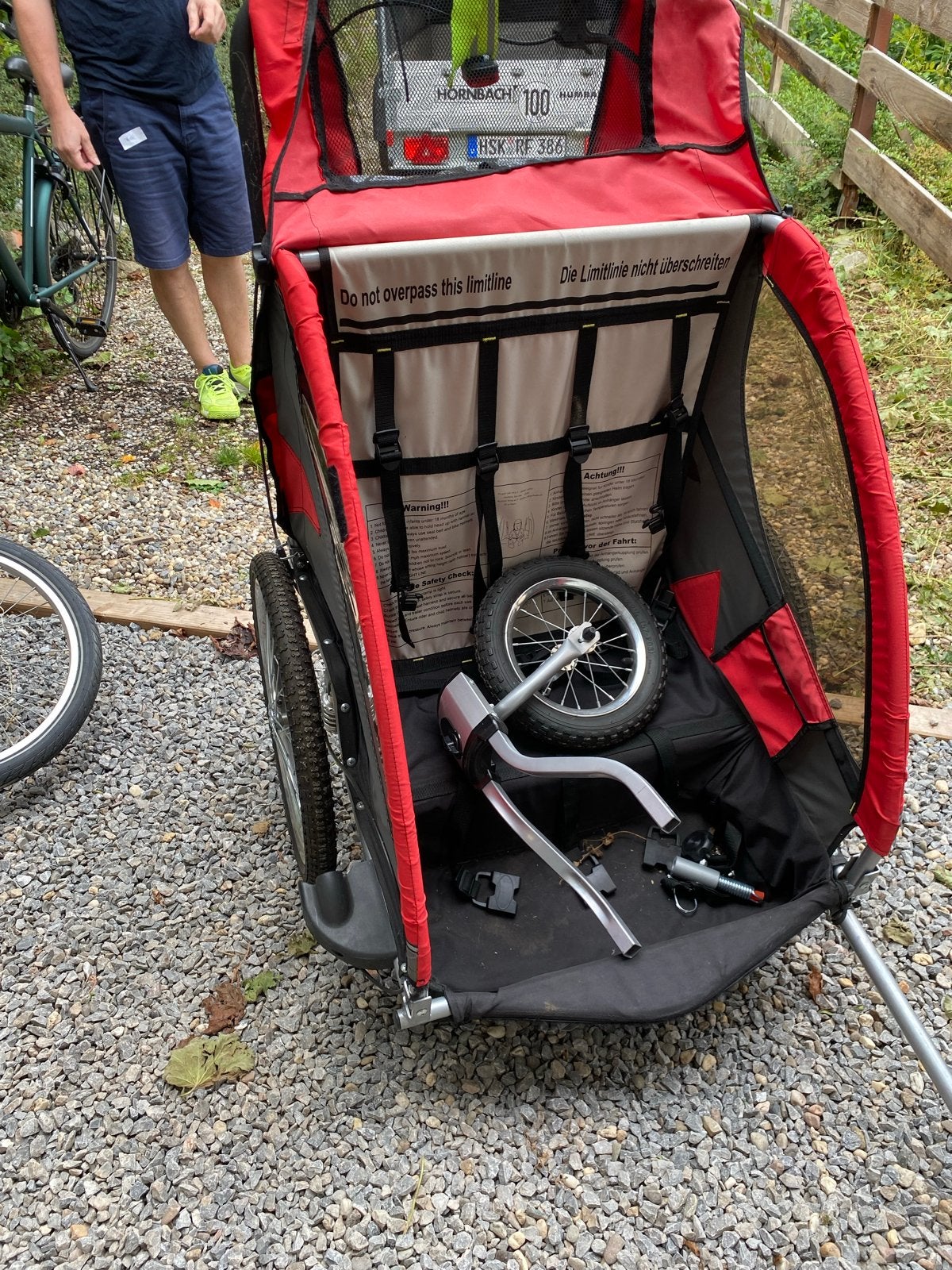 Fietskar voor 2 kinderen of bagage - Rood/Zwart, Ophalen, Gebruikt, Opvouwbaar, Kinderkar