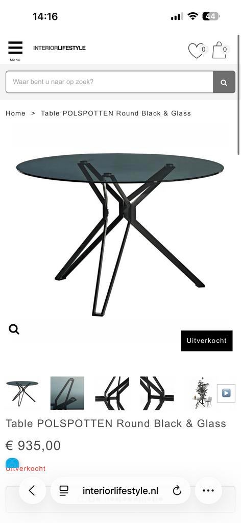 Glazen eettafel Pols Potten, Ophalen, Gebruikt, 100 tot 150 cm, Rond