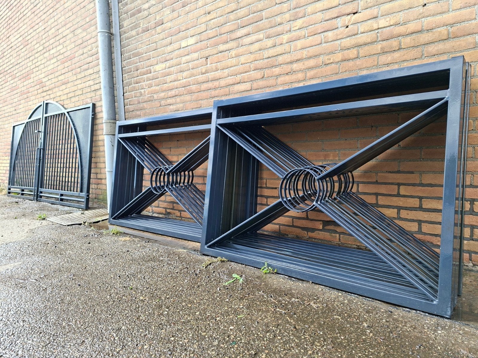 Mooie partij sierhekwerk + openslaande poort, Tuin en Terras, Tuinhekken en Hekwerk, Ophalen, Gebruikt, IJzer, Sierhekwerk