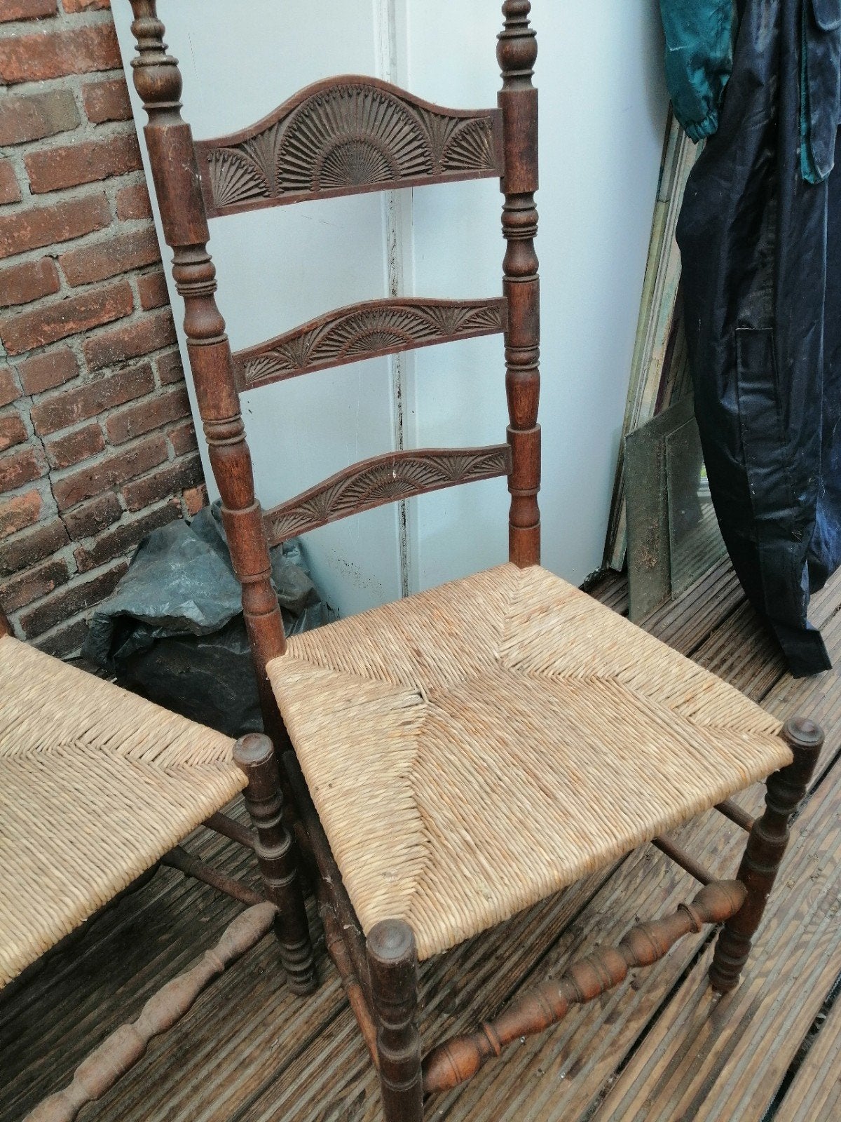 4 antieke knopstoelen /ladderstoelen, Ophalen