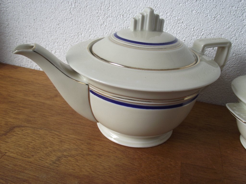 porselein Art Deco theepot + suikerpot Czecho Slovakia 1930, Overige typen, Ophalen of Verzenden, Zo goed als nieuw, Overige stijlen