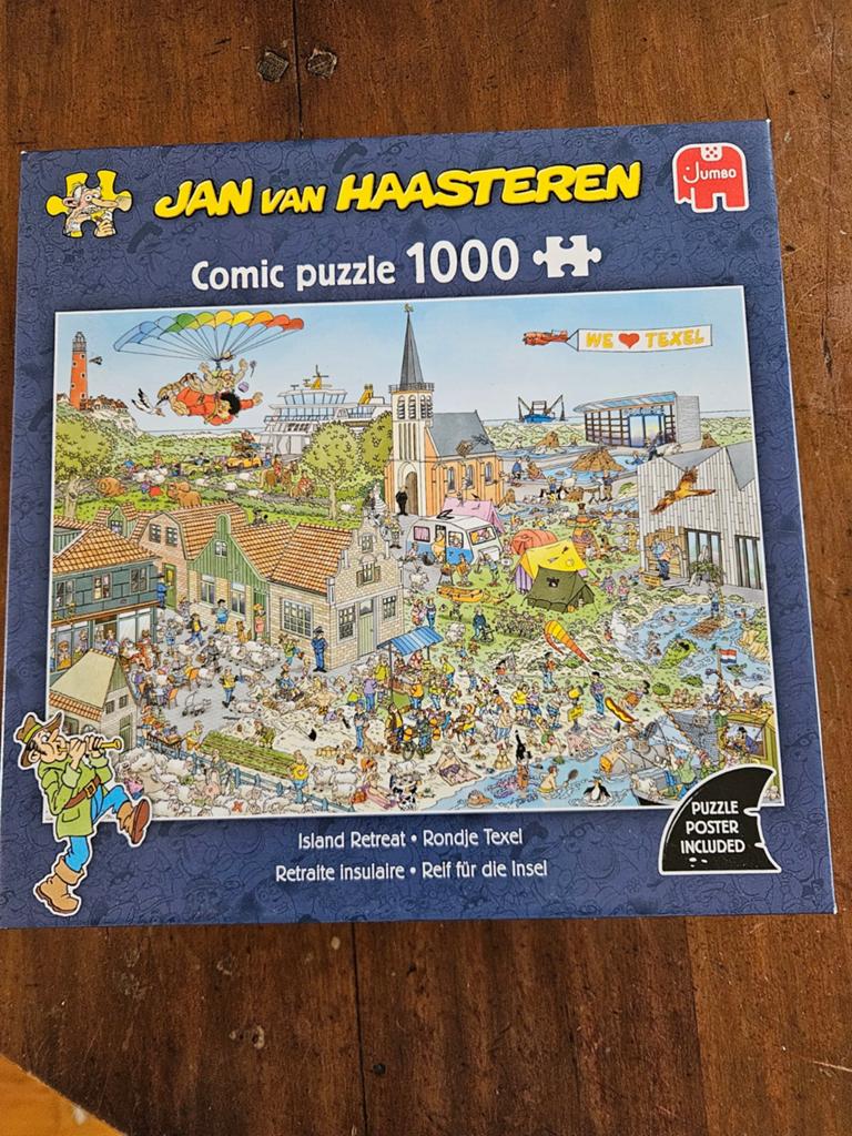 Jan van Haasteren Comic Puzzel 1000 stukjes - RondjeTexel, Ophalen of Verzenden, 500 t/m 1500 stukjes, Zo goed als nieuw, Legpuzzel