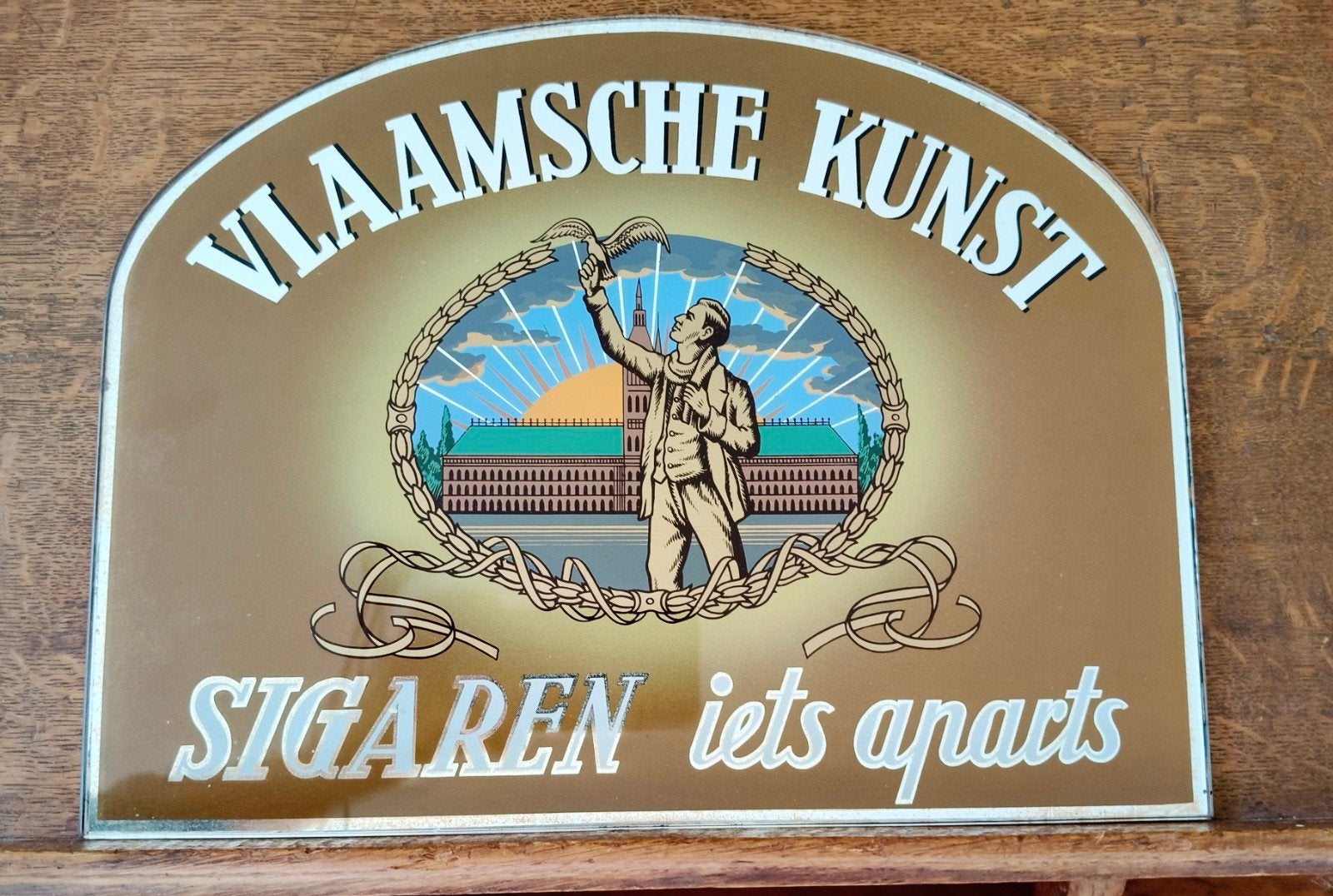 Vintage Reclame spiegel "Vlaamsche Kunst Sigaren", Ophalen of Verzenden