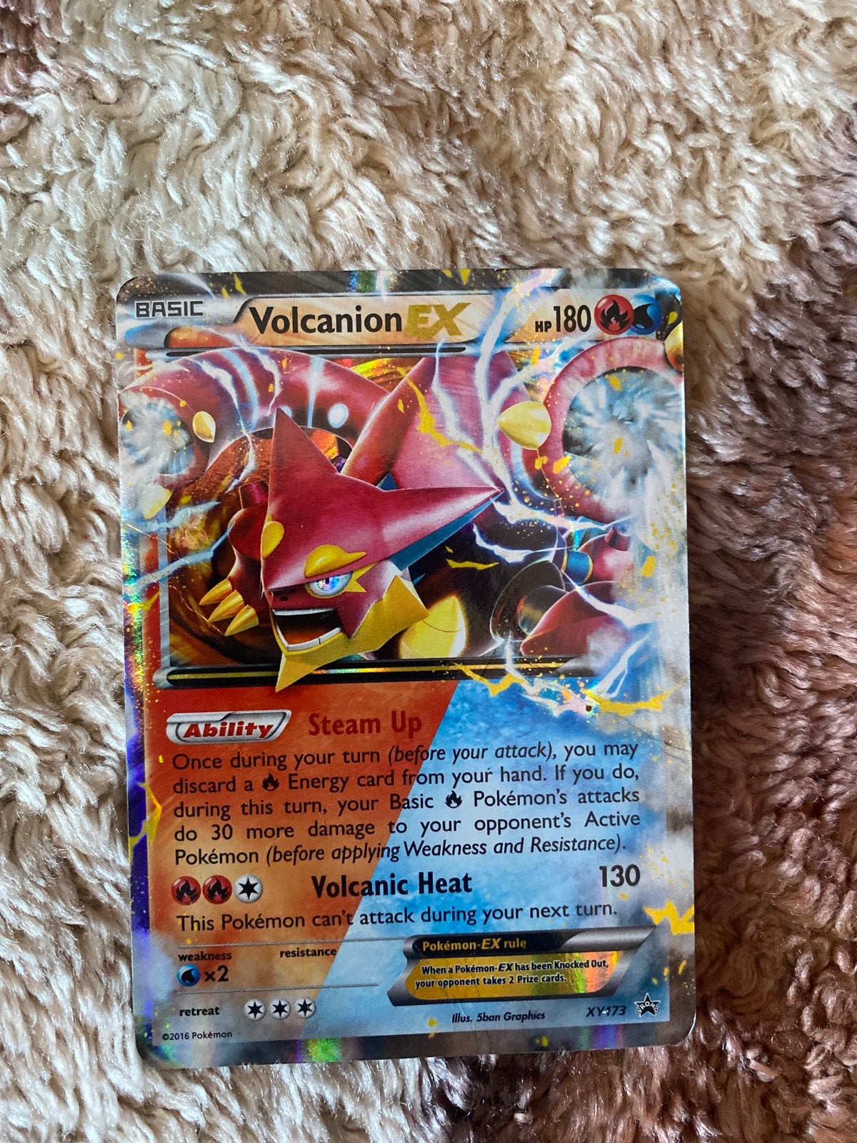Pokémon Volcanion EX XY73 Promo Kaart, Ophalen of Verzenden, Gebruikt, Losse kaart, Foil