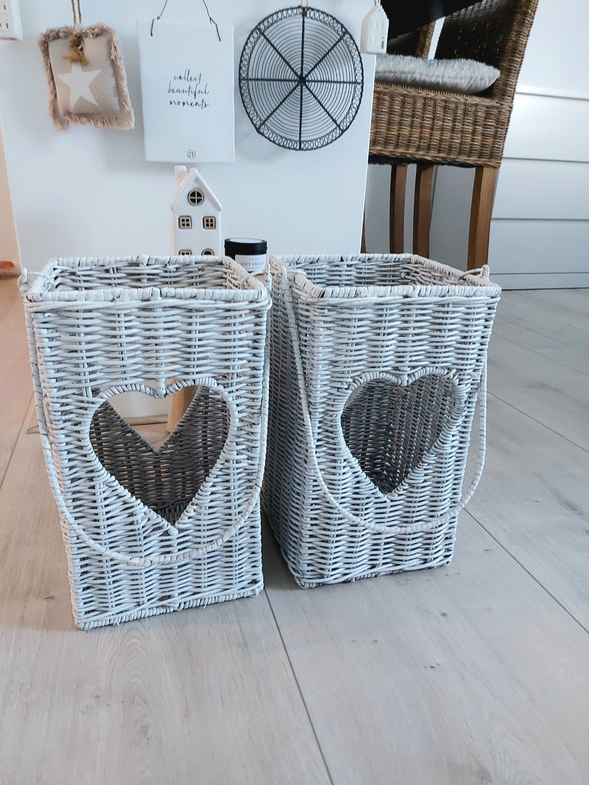 2 Mooie rieten manden, Huis en Inrichting, Woonaccessoires | Schalen en Manden, Ophalen, Zo goed als nieuw, Riet