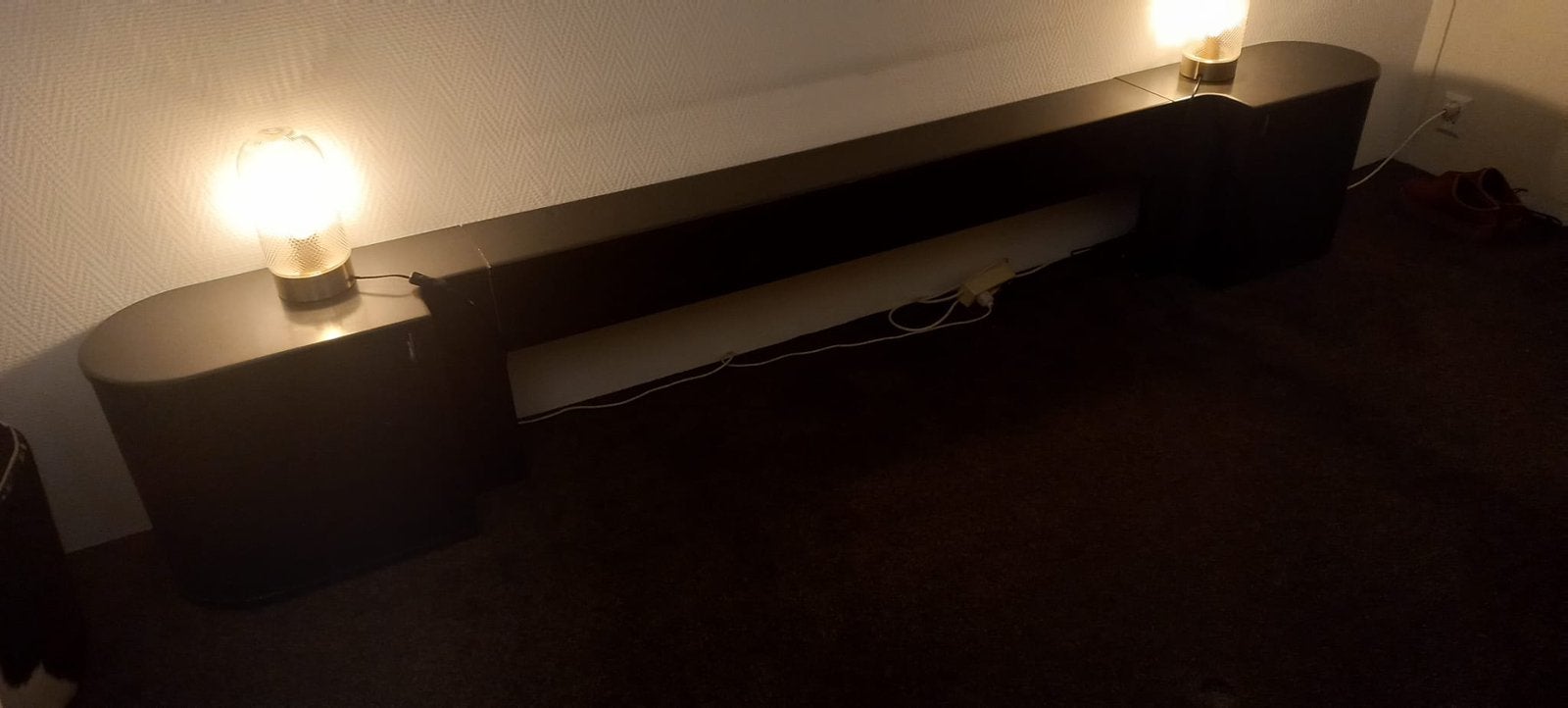 Achterwand  met nachtkastjes van auping, Ophalen, Gebruikt, Tweepersoons, Auping auronde
