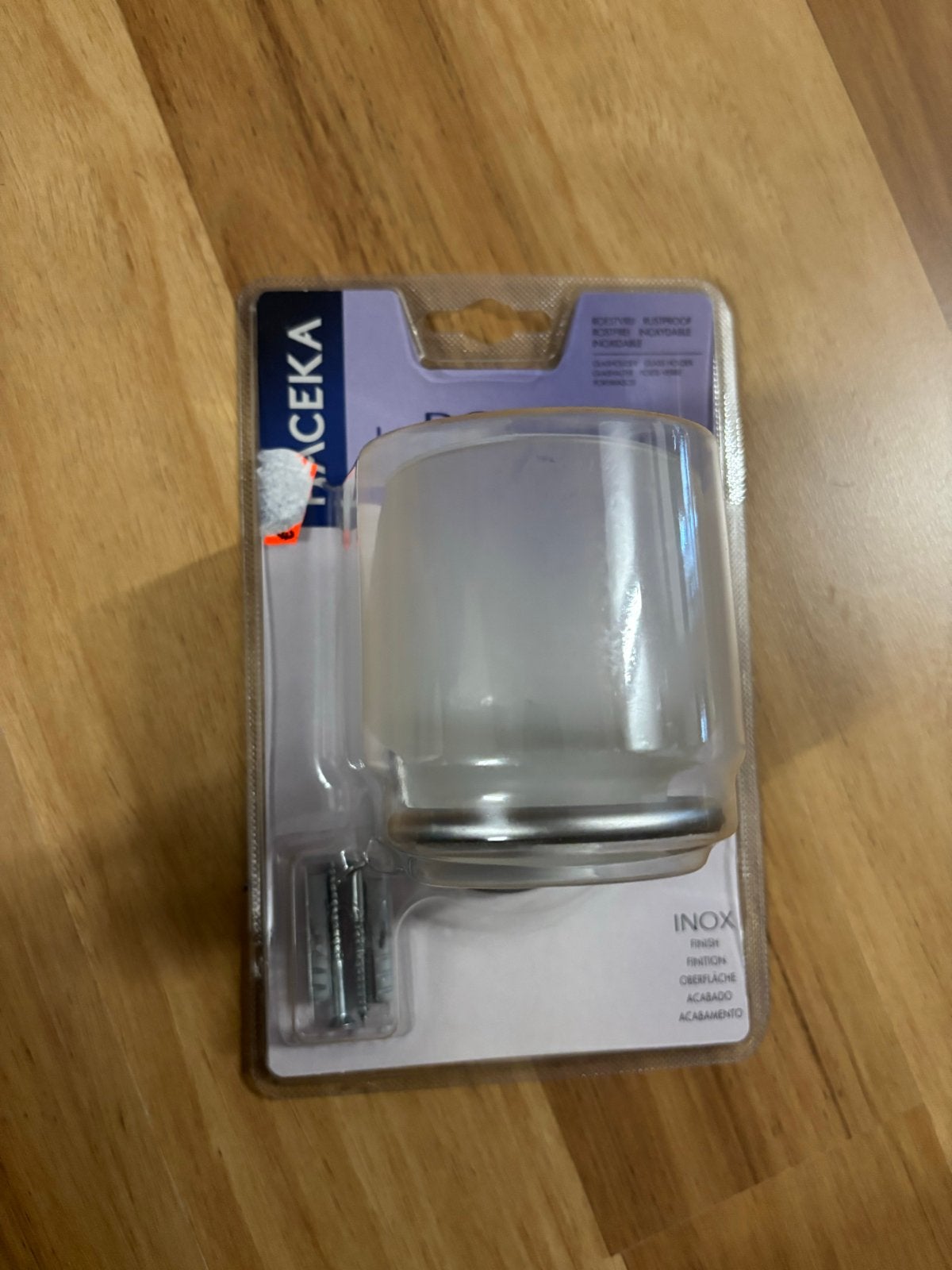 Nieuwe Haceka La Ronde glashouder - RVS en mat glas, Huis en Inrichting, Ophalen, Overige merken, Nieuw, Douche-accessoire