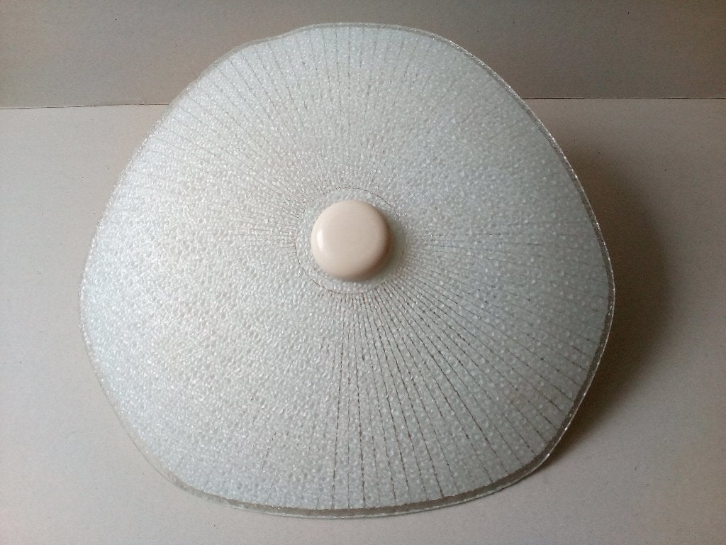 Plafond/schotellamp.Vintage. Jaren 50/60.Glas., 47 cm, Gebruikt, Glas, Overige kleuren