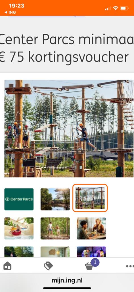 Centerparcs kortingsvoucher van €75, Drie personen of meer, Kortingsbon, Overige typen