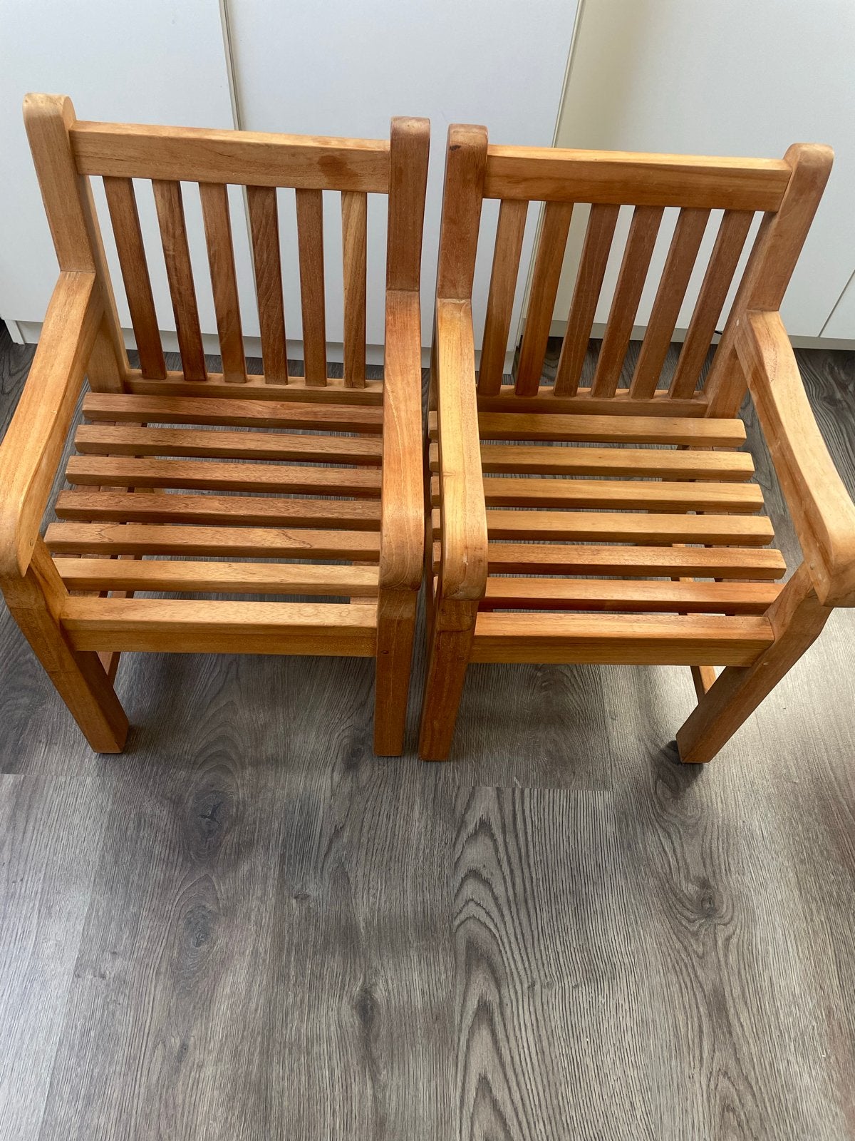 Teakhouten kinder tuinstoelen (2 stuks), Tuin en Terras, Ophalen, Zo goed als nieuw, Teakhout