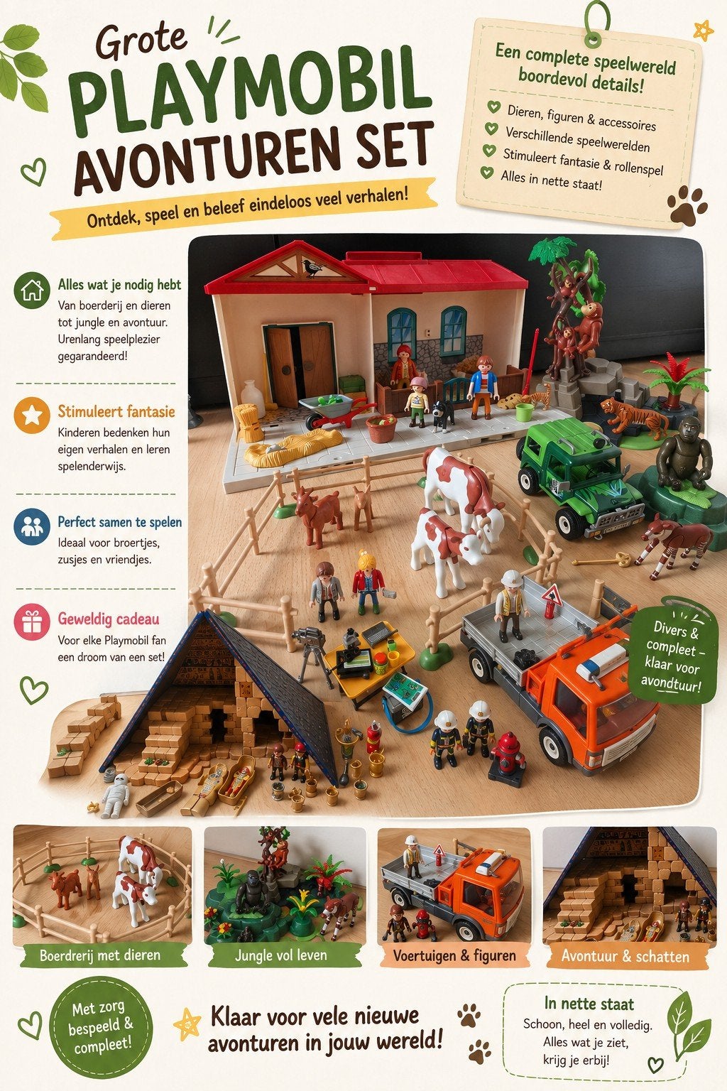 Grote Playmobil verzameling – compleet pakket vol avontuur, Kinderen en Baby's, Ophalen, Gebruikt, Complete set, Family fun