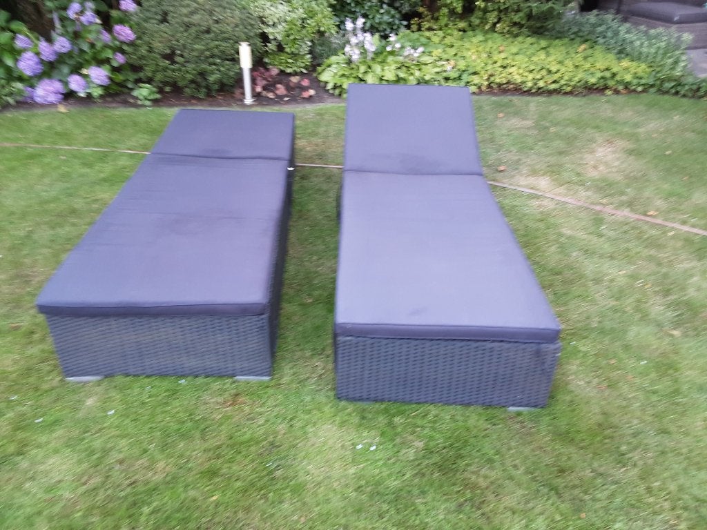 Twee rotan ligbedden, Tuin en Terras, Ligbedden, Ophalen, Gebruikt, Rotan