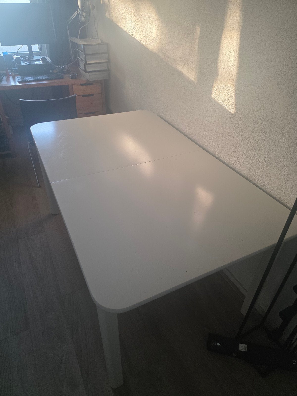 Witte uitschuif tafel degelijk 150x90 + 80cm, Ophalen, Gebruikt, 50 tot 100 cm, 150 tot 200 cm