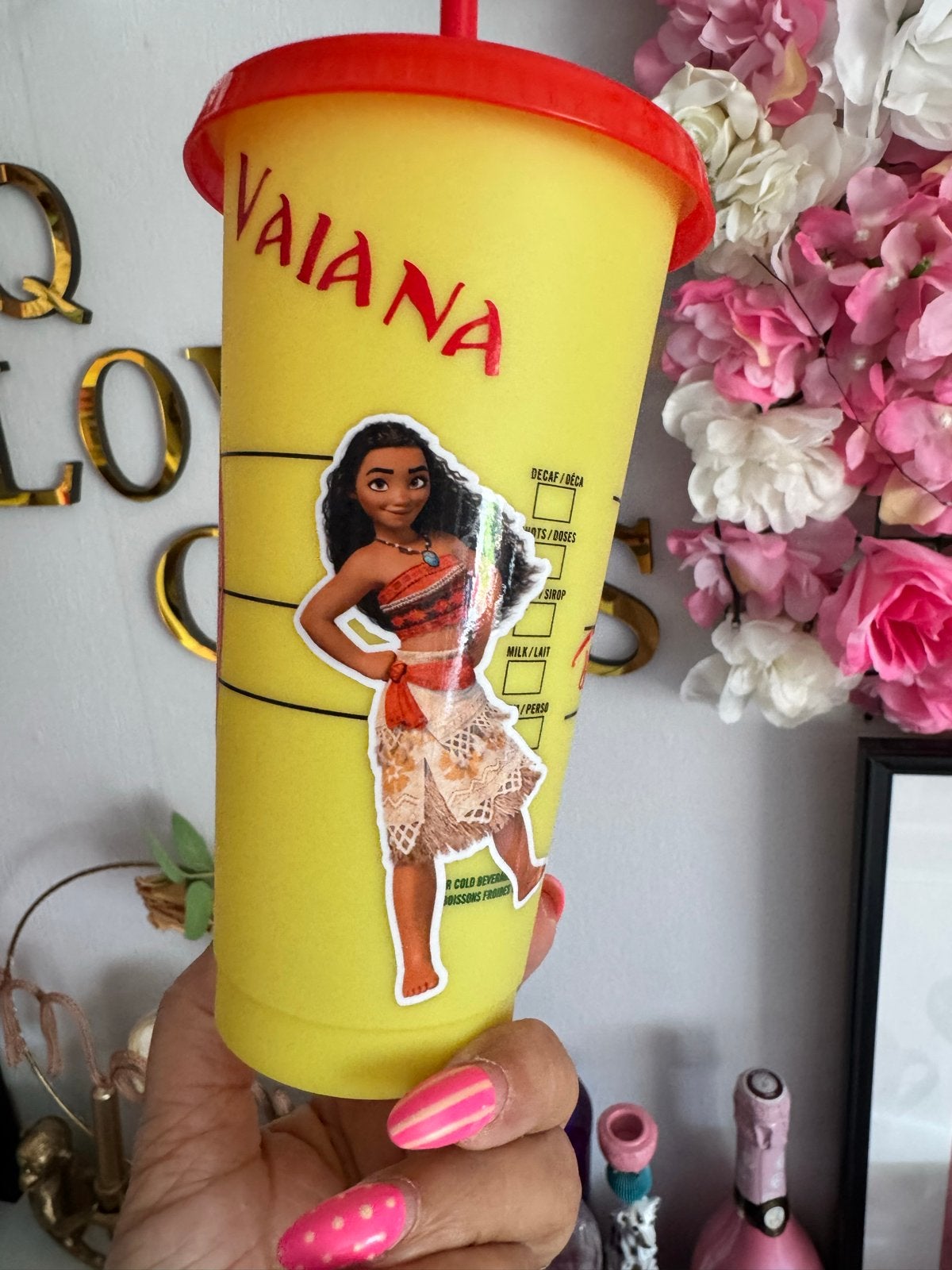 Starbucks Vaiana/Moana Drinkbeker - Geel/Rood, Huis en Inrichting, Overige stijlen, Nieuw, Kunststof, Ophalen of Verzenden