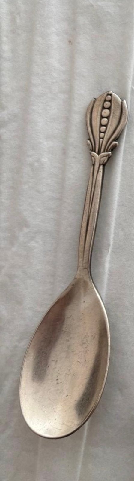 Verzilverde gero lepel met bloemmotief (tulpen bolletje), Antiek en Kunst, Verzenden