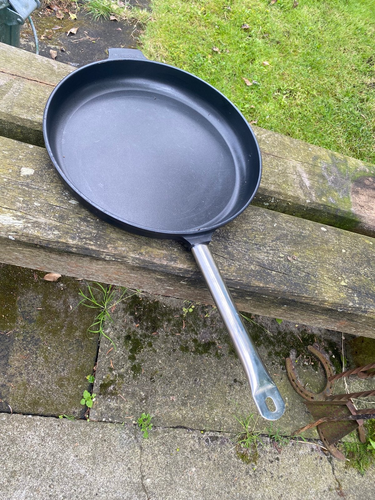 Grote koekepan, Huis en Inrichting, Keuken | Potten en Pannen, Ophalen of Verzenden, Gebruikt, Gietijzer, Koekenpan of Braadpan