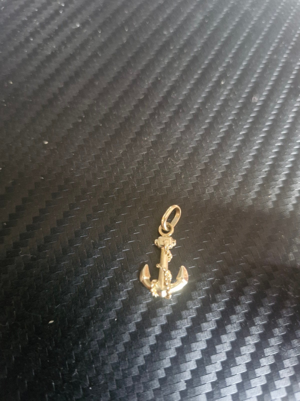 14k Gouden Anker Hanger - 0,92 gram, Gebruikt, Overige voorstellingen, Ophalen of Verzenden, Goud