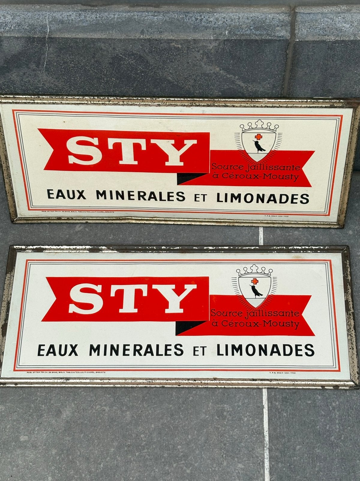 Vintage Reclamebord Limonade STY 1955 - Emaille Bord, Ophalen of Verzenden, Gebruikt, Reclamebord