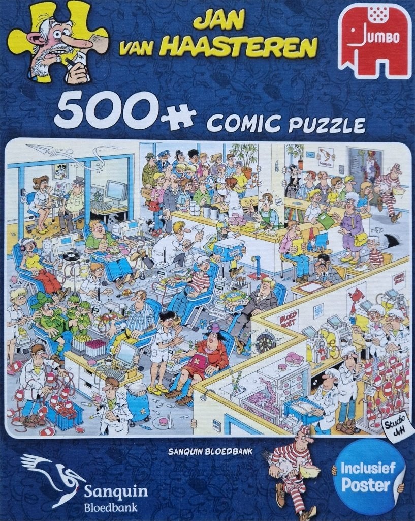 81575 Van Haasteren, Sanquin Bloedbank, 500 stukjes, Ophalen of Verzenden, 500 t/m 1500 stukjes, Zo goed als nieuw, Legpuzzel