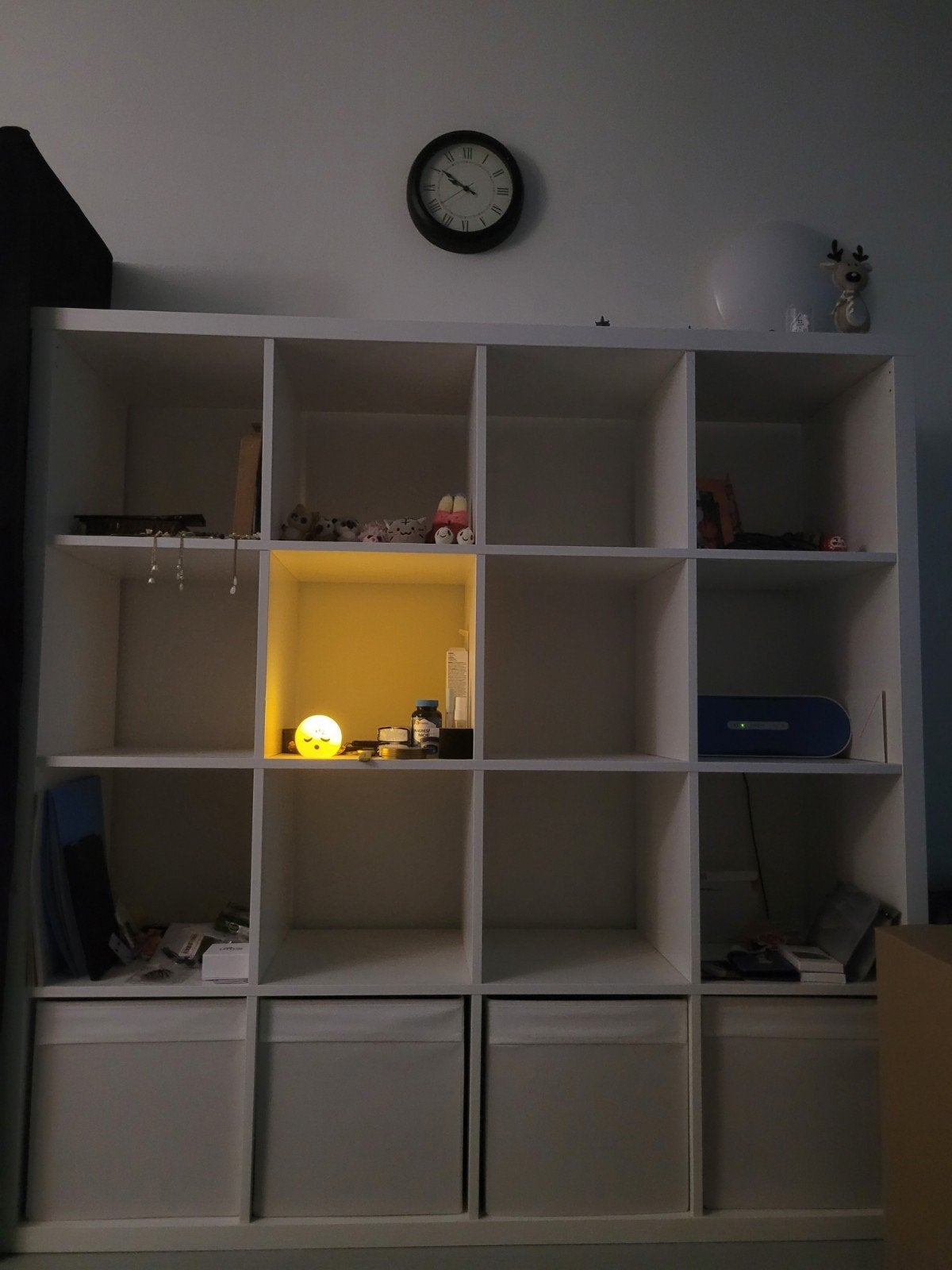 IKEA KALLAX 4x4 met 4 opbergboxen, Ophalen, Gebruikt