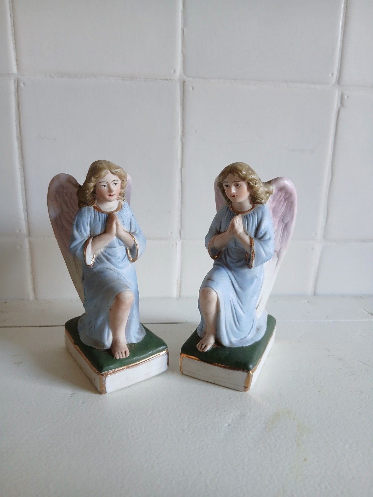 Set van 2 biddende engelen beeldjes, Ophalen of Verzenden