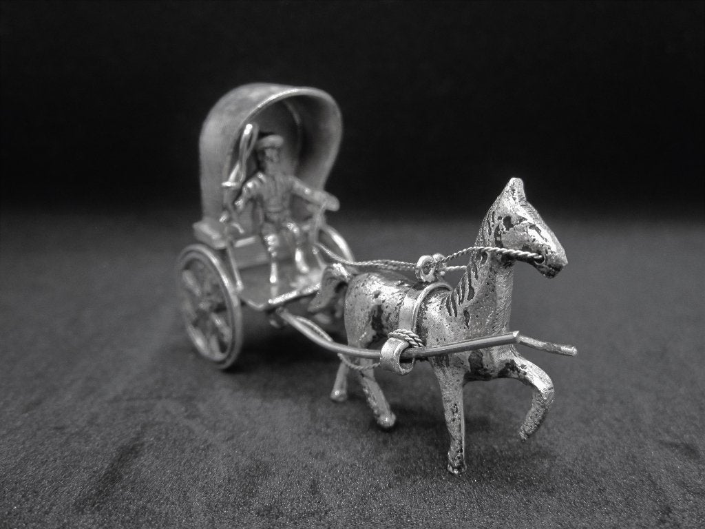 ZILVEREN MINIATUUR HUIFKAR 5,5 X 2 X 3,5, Ophalen, Zilver