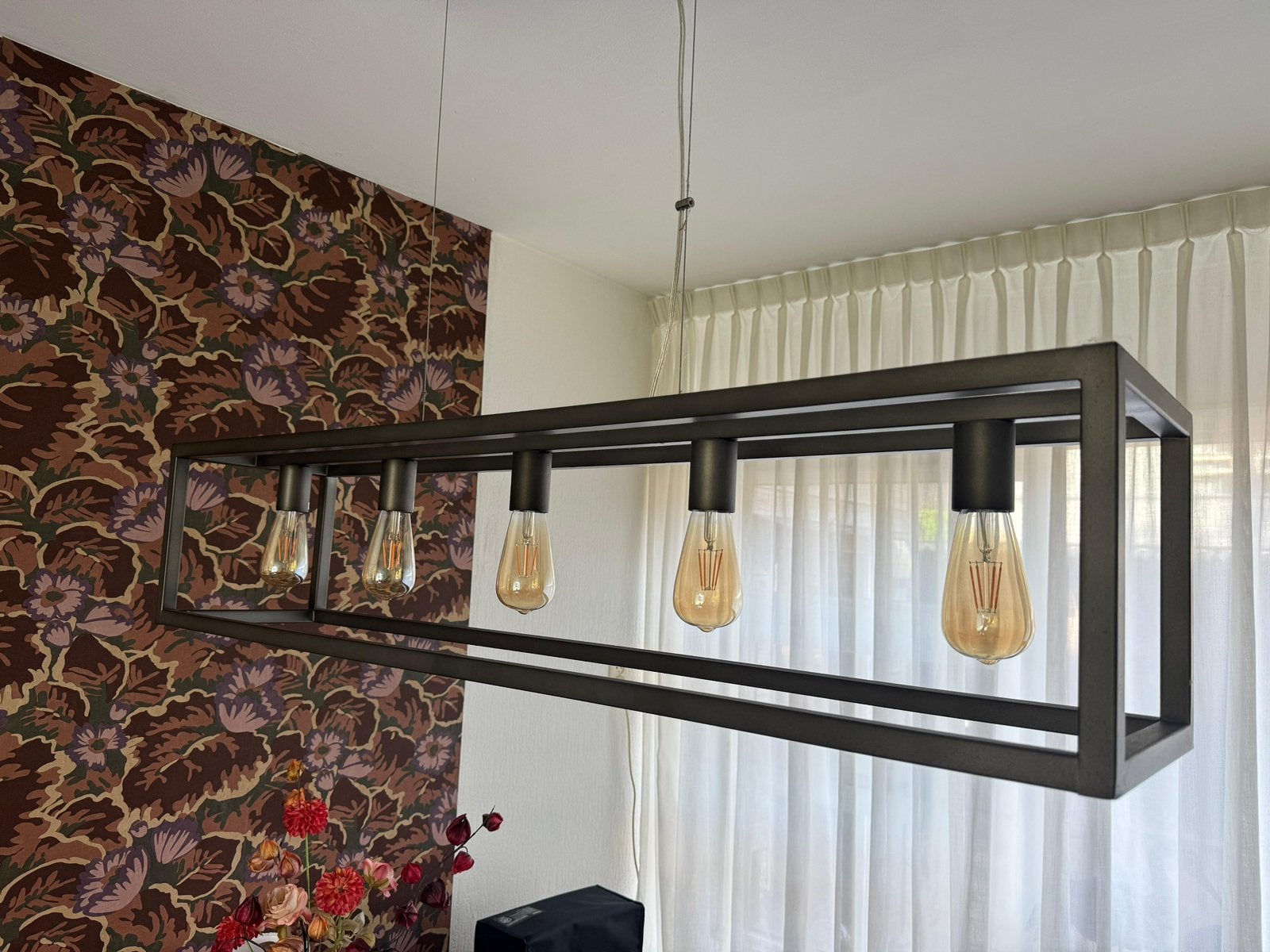 Industriële hanglamp – Zwart – 5 lichtpunten, Ophalen, Zo goed als nieuw