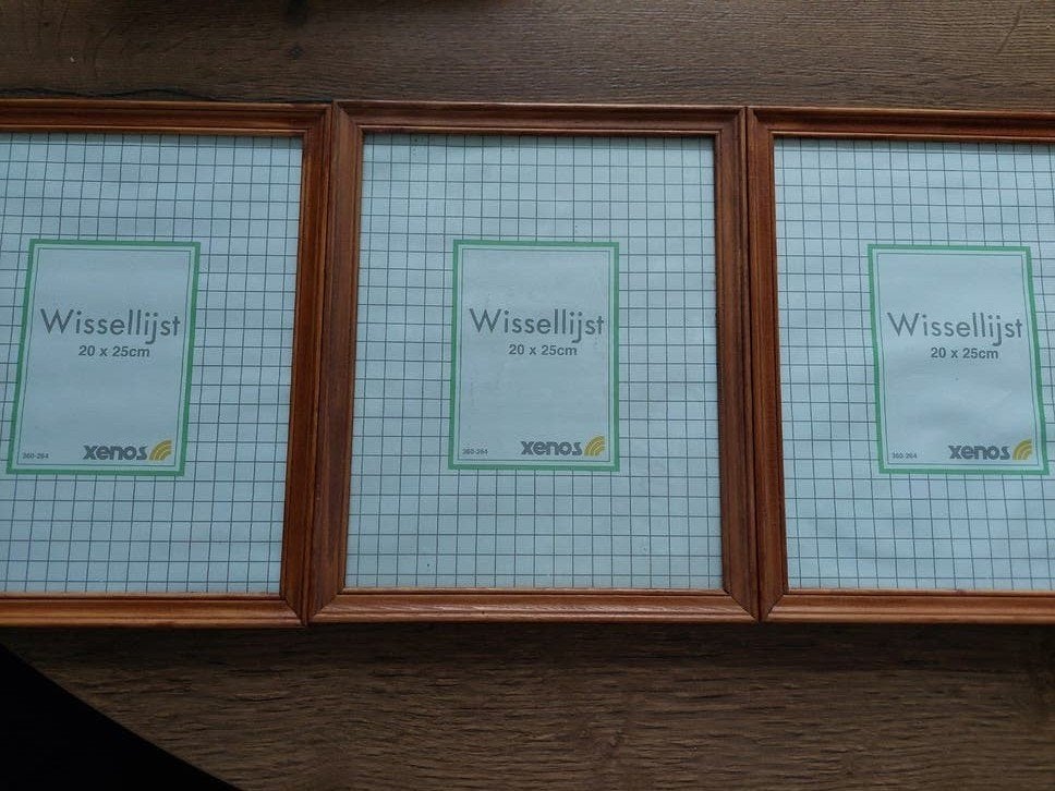 Set van 3 Xenos wissellijsten 20x25 cm, houtkleur, Hangend, Bruin, Ophalen of Verzenden, Zo goed als nieuw