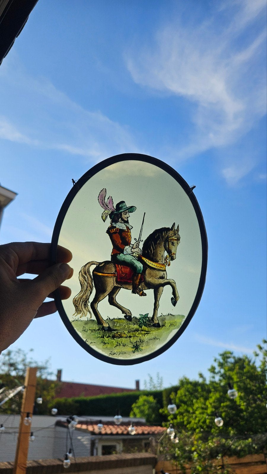 Vintage achter-glas schilderingen ridders te paard, Antiek en Kunst, Ophalen of Verzenden